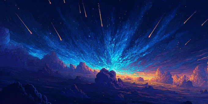 Radiation hitting Earth's upper atmosphere.