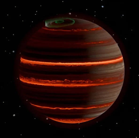 Northern lights spotted on wandering rogue planet 2 Rogue planet - the brown dwarf SIMP-0136 with auroras, artist's impression.