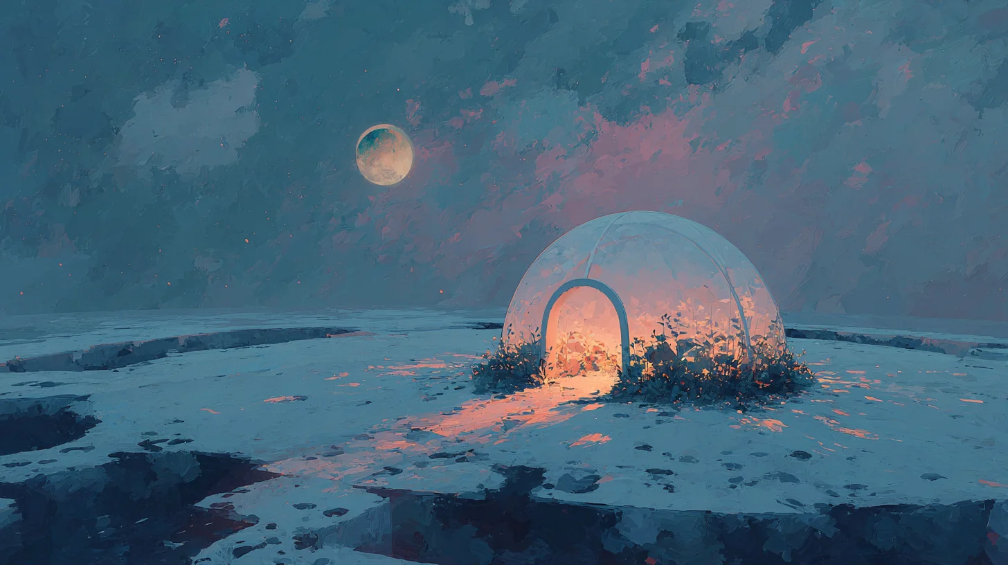 The Moon Beats Mars as Our First Terraforming Target 1 A drawing of a moon base with the Earth in the distant background.