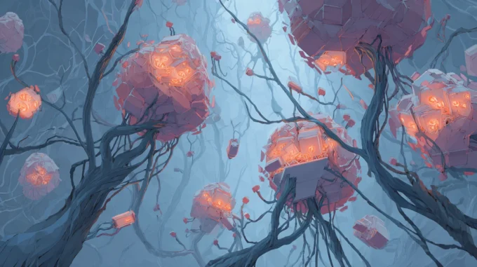 Depiction of imaginary electronic brain implants.