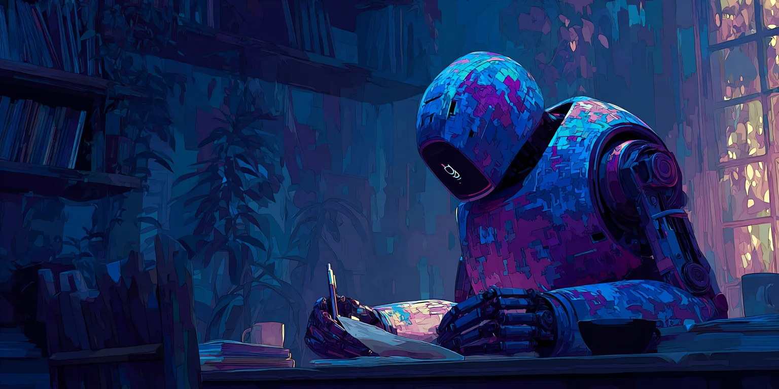 Humanity's Last Exam: The Hardest AI Benchmark Yet 1 A robot taking a test with pen and pencil.